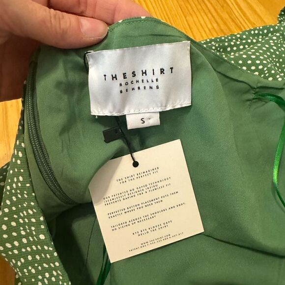 NWT THE SHIRT Rochelle Behrens The Ashby Dress Green Dotty Women’s Size SMALL - Picture 13 of 16